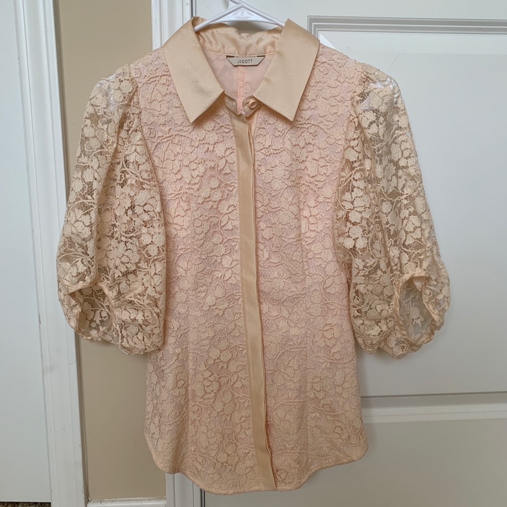 Vintage Style puff sleeve Lace blouse